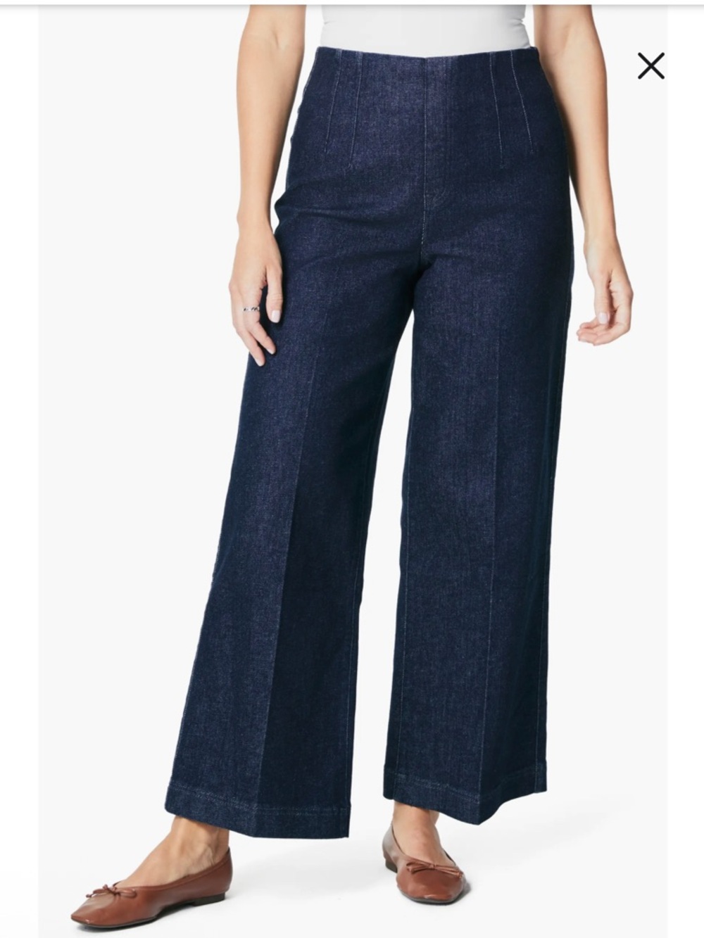 SPANX Zero Waistband Crop High Rise Wide-Leg Jeans in Raw Indigo Wash - L